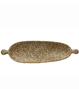 Stoneware Tray with Handles, Reactive Glaze