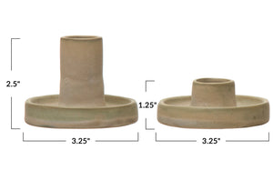 Stoneware Taper Holders, Set of 2