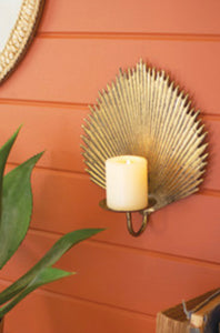Antique Brass Palm Leaf Candle Sconce