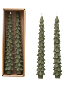 Unscented Tree Shaped Taper Candles, Set of 2