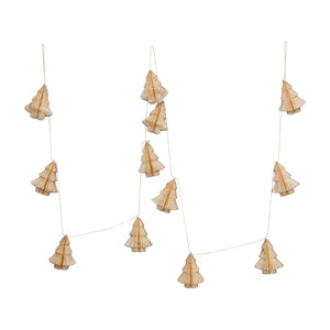 Handmade Recycled Paper Honeycomb Tree Garland w/ Gold Glitter, Cream Color