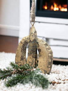 Metal Dove Bell Ornament, Antique Gold Finish