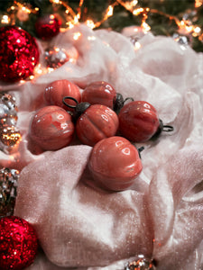 1"H Embossed Mercury Glass Ornaments in Muslin Bag, Pink
